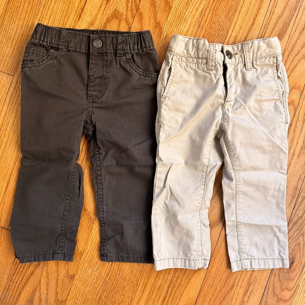 $12 Bundle $15 This Item Only - Boy's Pants x2 Navy & Khaki 18 n 18-24 months